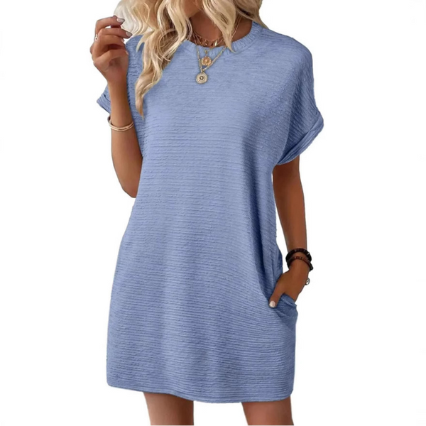 EVASHA – Casual Minimalist Round Neck Summer Dress