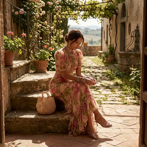 Rosalina Vintage Rose Maxi Dress