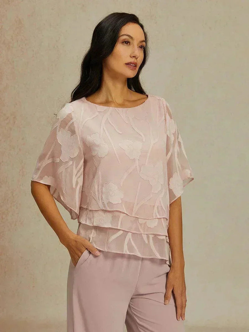 Blouse en Mousseline Florale à Superposition