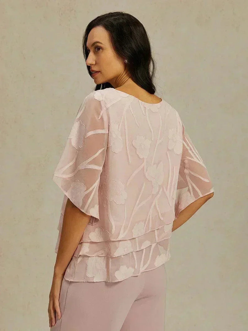 Blouse en Mousseline Florale à Superposition