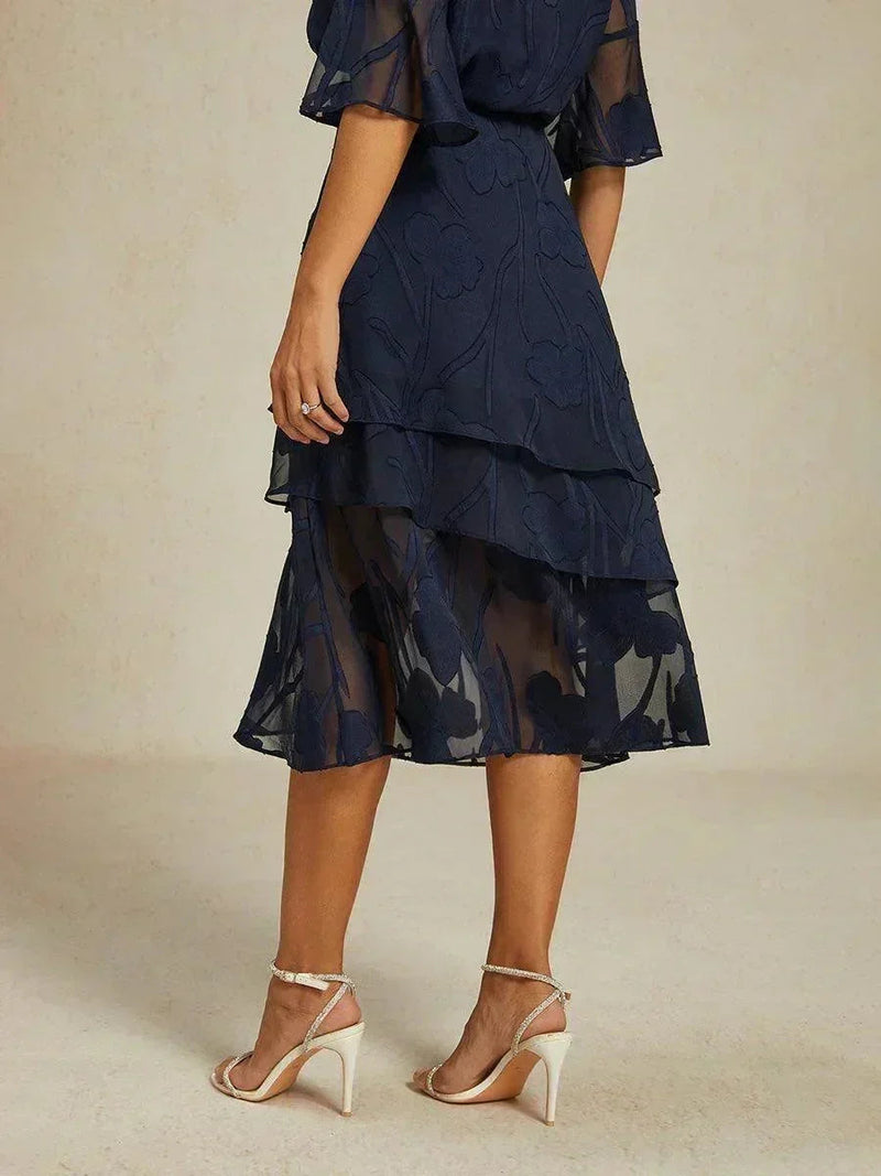 Jupe Midi en Chiffon Floral