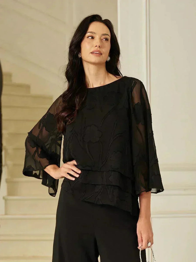Blouse en Mousseline Florale à Superposition