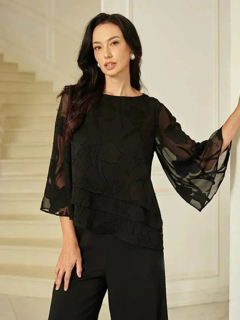 Blouse en Mousseline Florale à Superposition