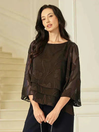 Blouse en Mousseline Florale à Superposition
