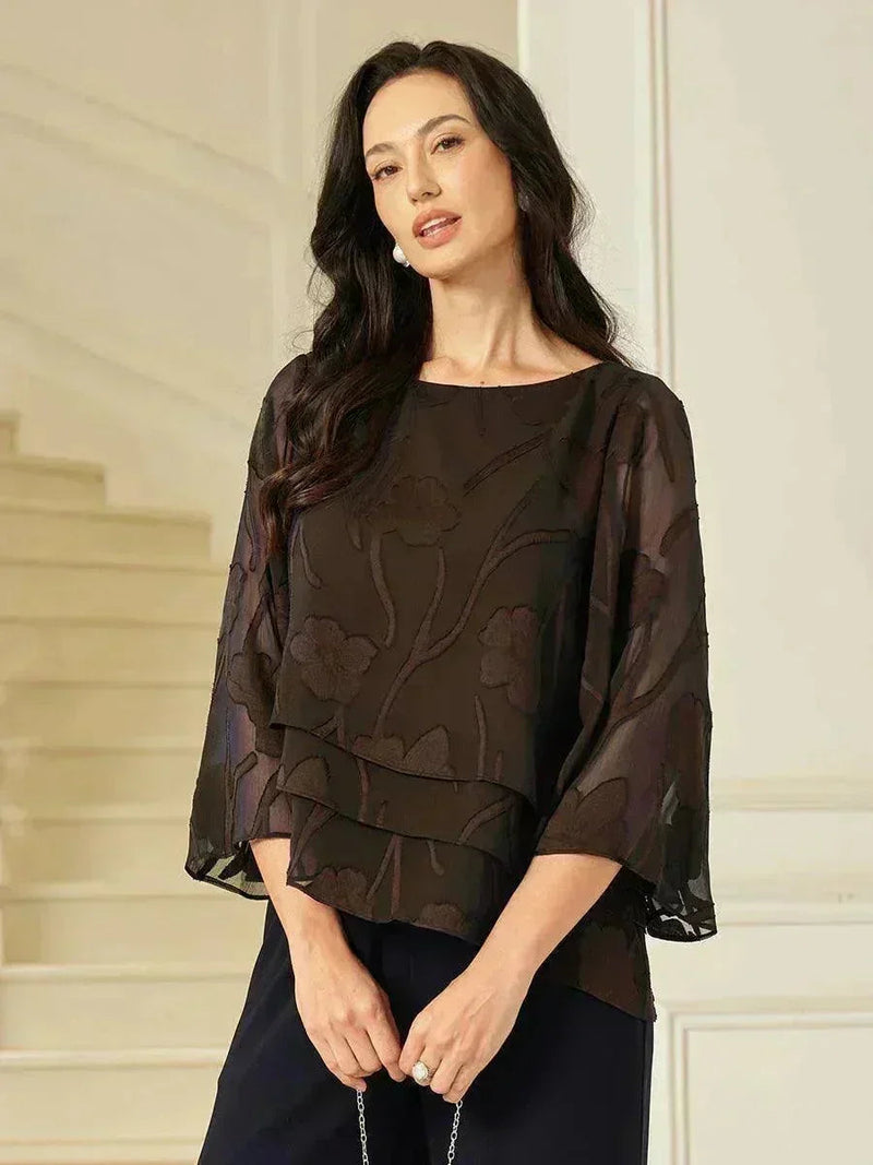 Blouse en Mousseline Florale à Superposition