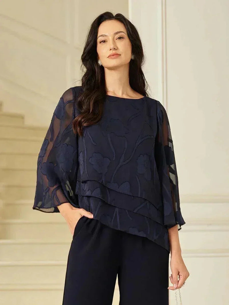 Blouse en Mousseline Florale à Superposition
