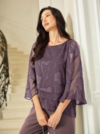 Blouse en Mousseline Florale à Superposition