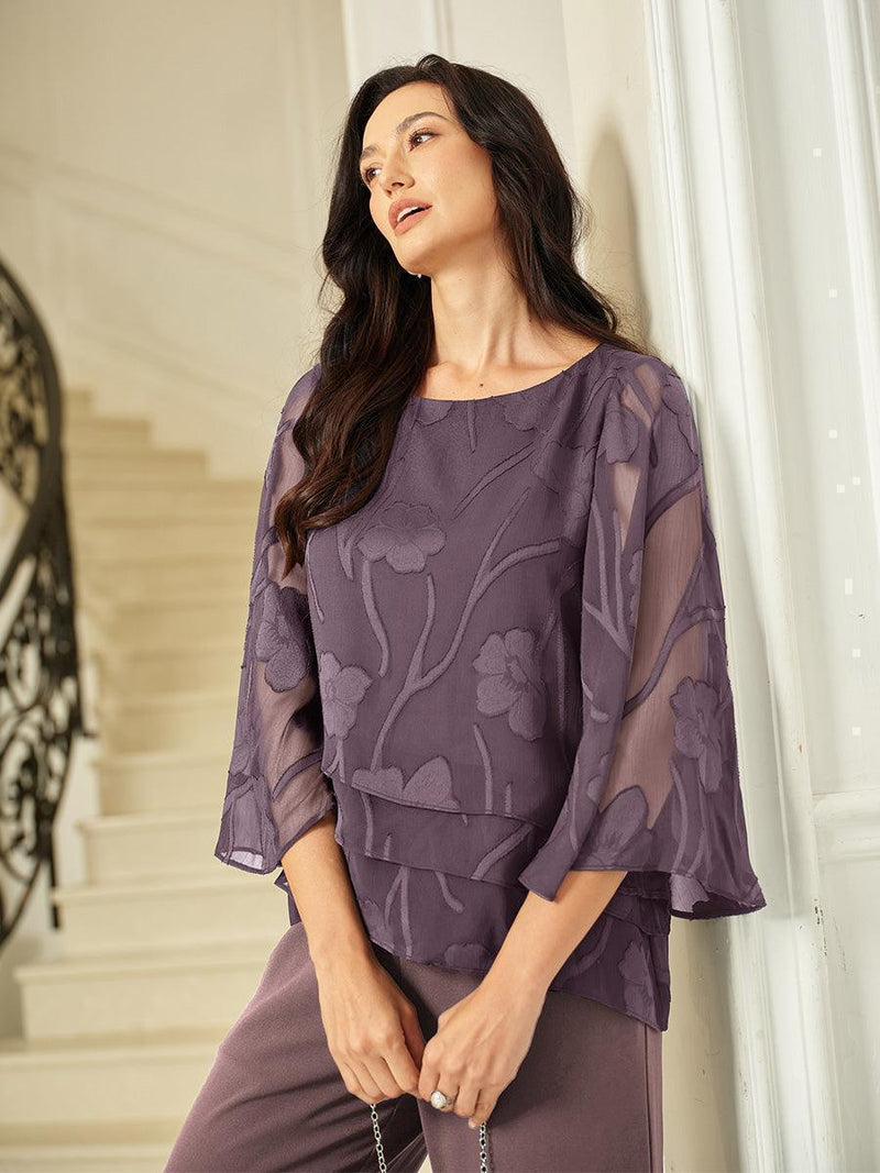 Blouse en Mousseline Florale à Superposition