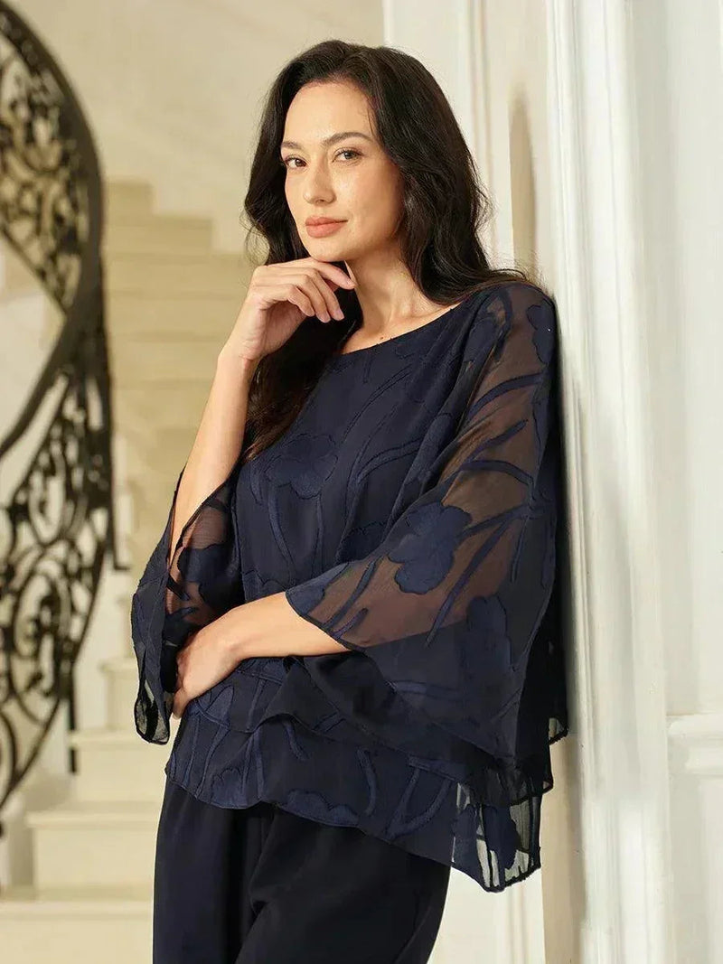 Blouse en Mousseline Florale à Superposition