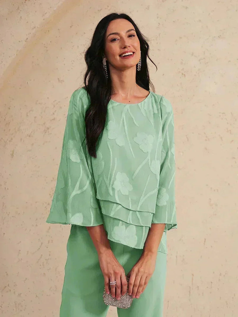 Blouse en Mousseline Florale à Superposition