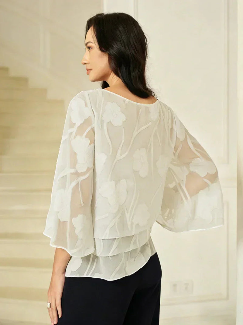 Blouse en Mousseline Florale à Superposition