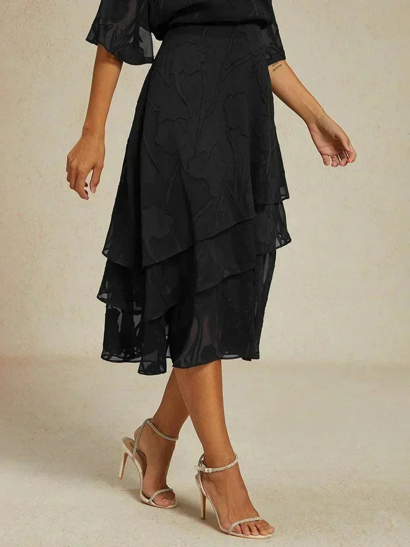 Jupe Midi en Chiffon Floral