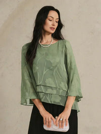 Blouse en Mousseline Florale à Superposition
