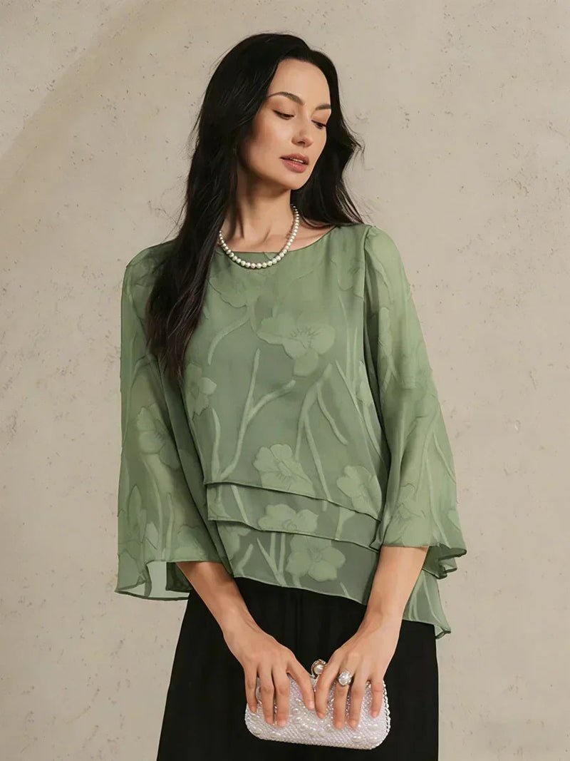 Blouse en Mousseline Florale à Superposition
