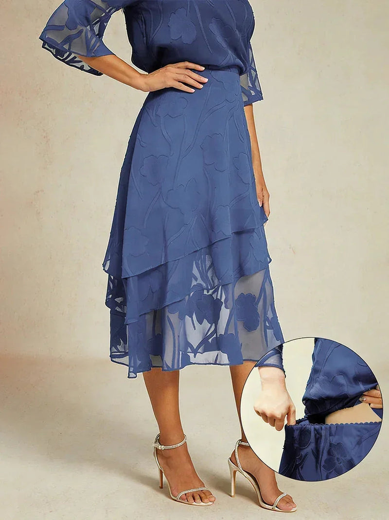 Jupe Midi en Chiffon Floral
