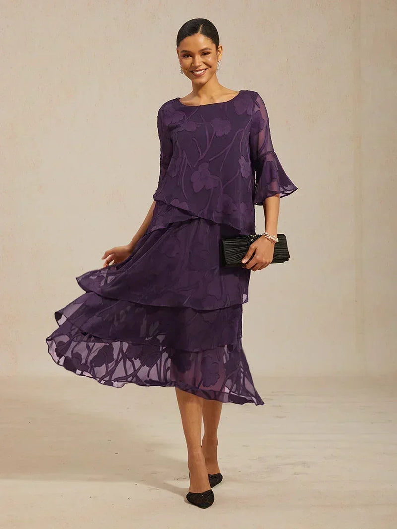 Jupe Midi en Chiffon Floral