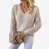 Françoise™ – Pull Tricoté à Manches Ajourées