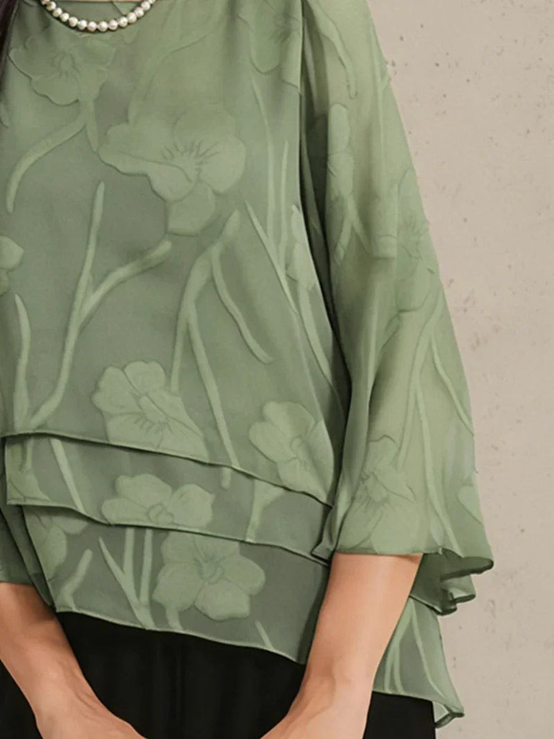 Blouse en Mousseline Florale à Superposition