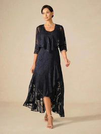 Robe de Soirée en Chiffon Floral Sans Manches à Ourlet Asymétrique