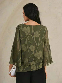 Blouse en Mousseline Florale à Superposition