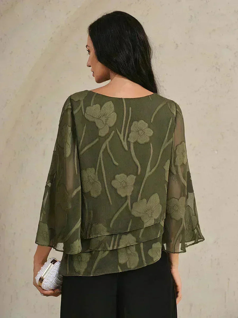 Blouse en Mousseline Florale à Superposition