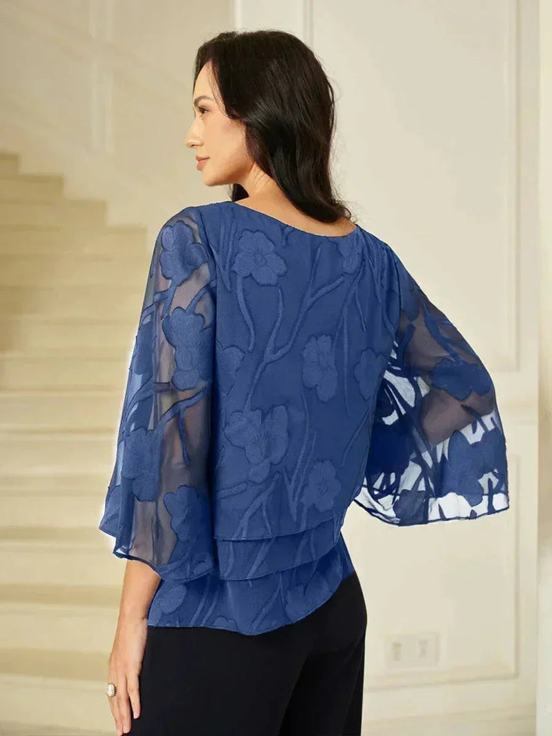 Blouse en Mousseline Florale à Superposition