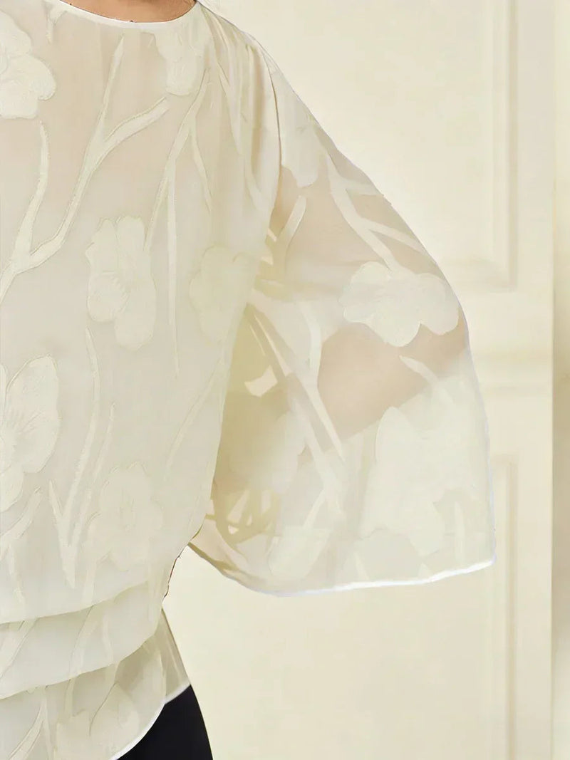 Blouse en Mousseline Florale à Superposition