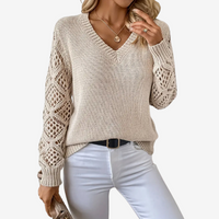 Françoise™ – Pull Tricoté à Manches Ajourées