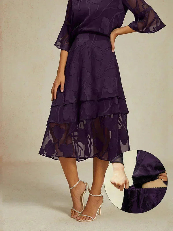Jupe Midi en Chiffon Floral