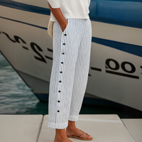 Caitlin | Pantalon Rayé Élégant à Boutons