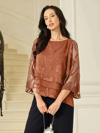 Blouse en Mousseline Florale à Superposition