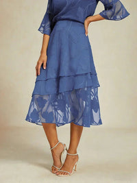 Jupe Midi en Chiffon Floral
