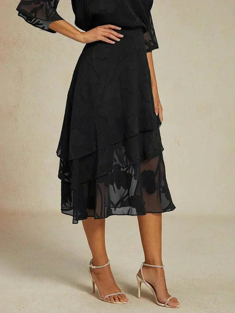 Jupe Midi en Chiffon Floral