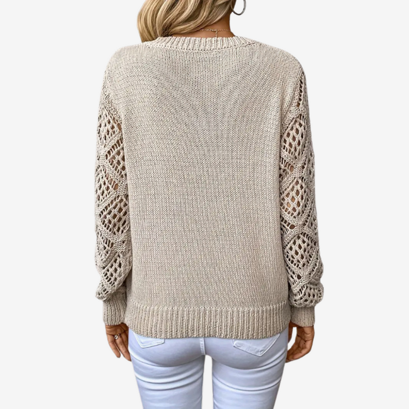 Françoise™ – Pull Tricoté à Manches Ajourées
