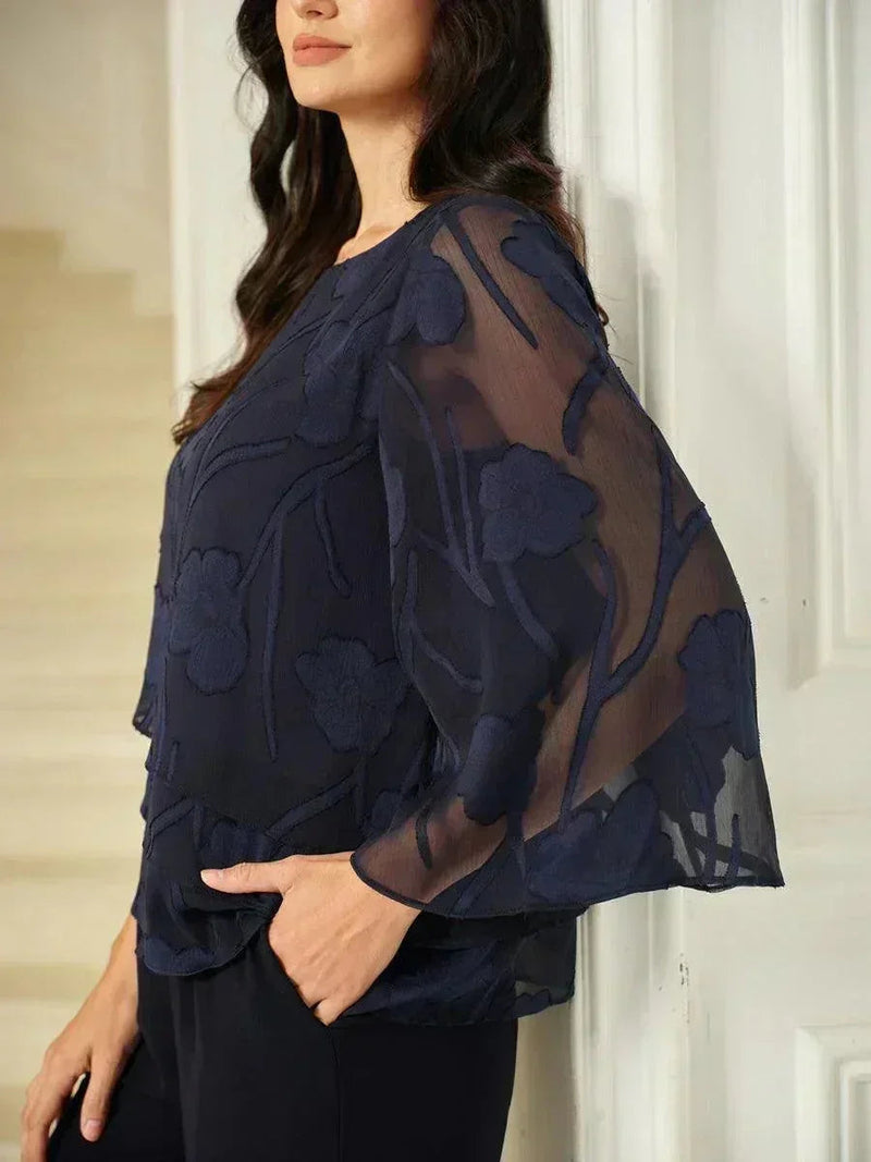 Blouse en Mousseline Florale à Superposition