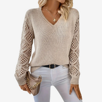 Françoise™ – Pull Tricoté à Manches Ajourées