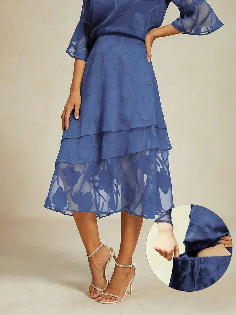 Jupe Midi en Chiffon Floral