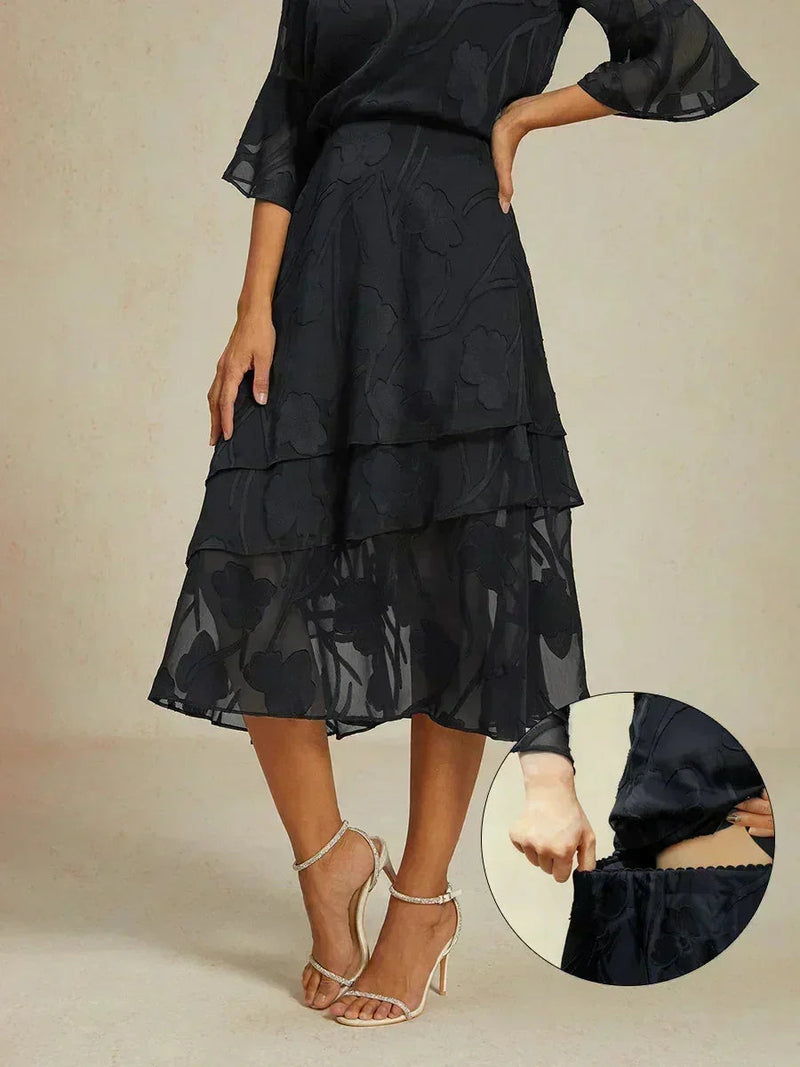 Jupe Midi en Chiffon Floral
