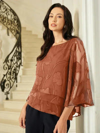 Blouse en Mousseline Florale à Superposition