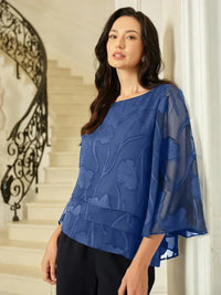 Blouse en Mousseline Florale à Superposition
