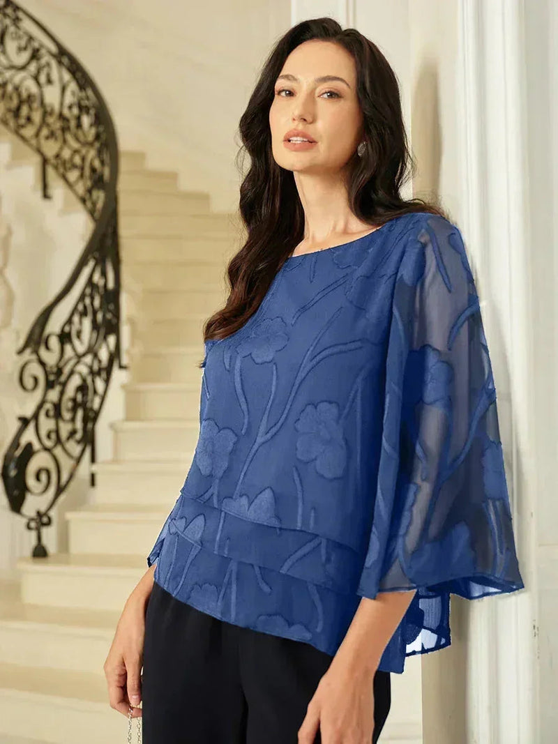 Blouse en Mousseline Florale à Superposition