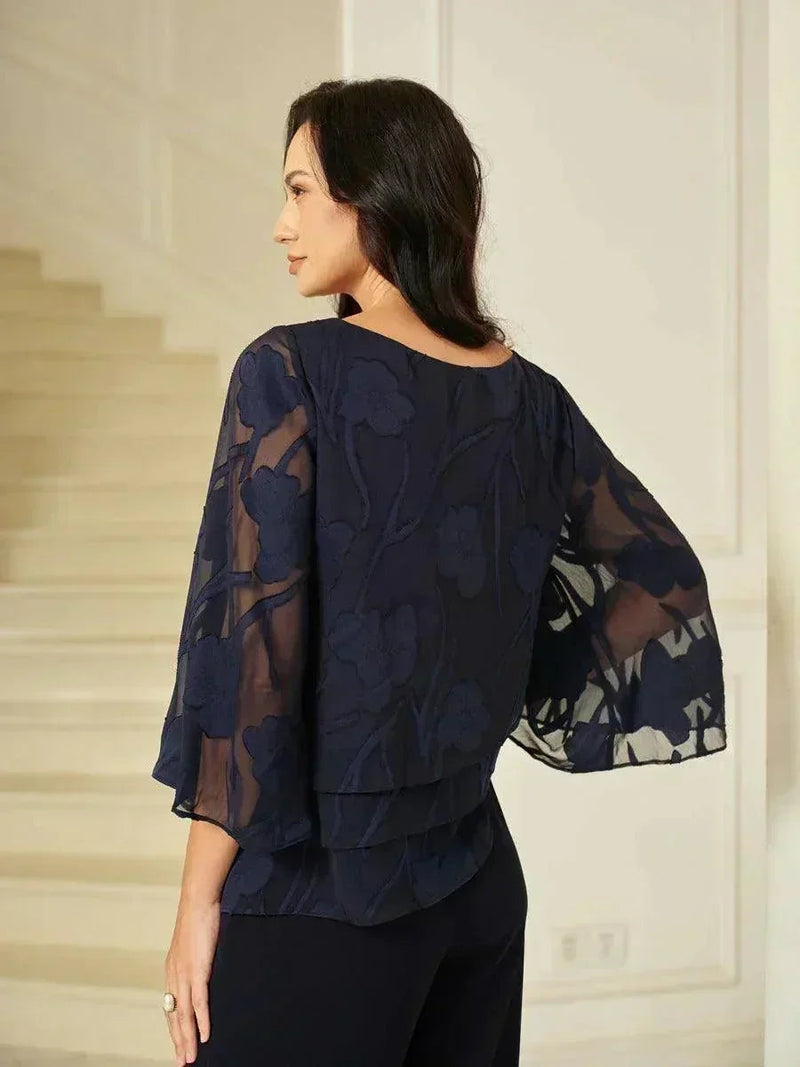 Blouse en Mousseline Florale à Superposition