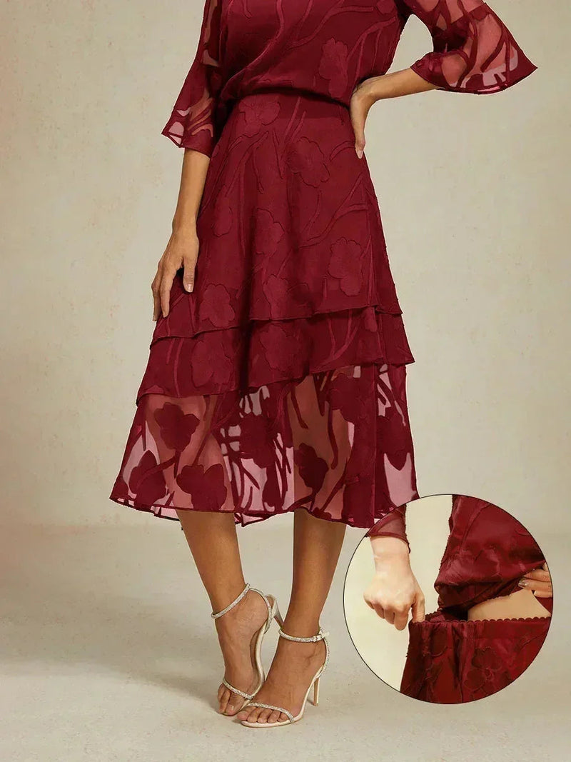 Jupe Midi en Chiffon Floral