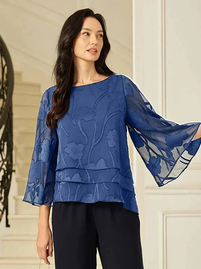 Blouse en Mousseline Florale à Superposition