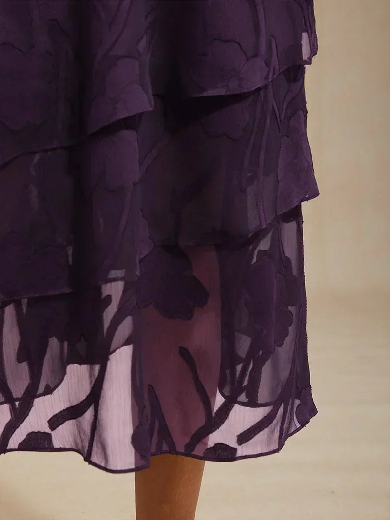 Jupe Midi en Chiffon Floral
