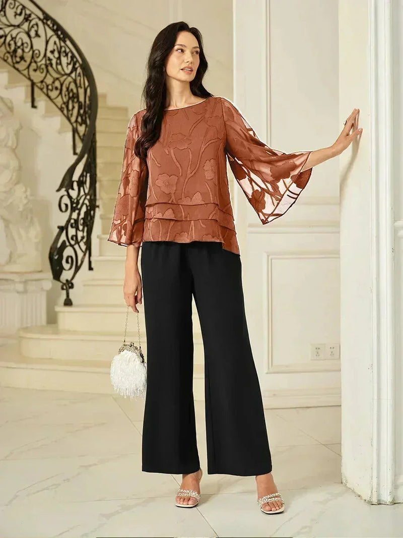 Blouse en Mousseline Florale à Superposition