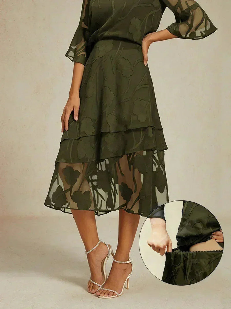 Jupe Midi en Chiffon Floral