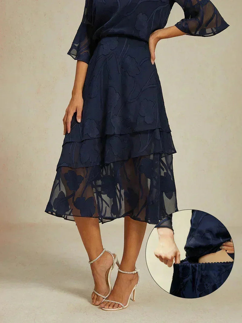 Jupe Midi en Chiffon Floral