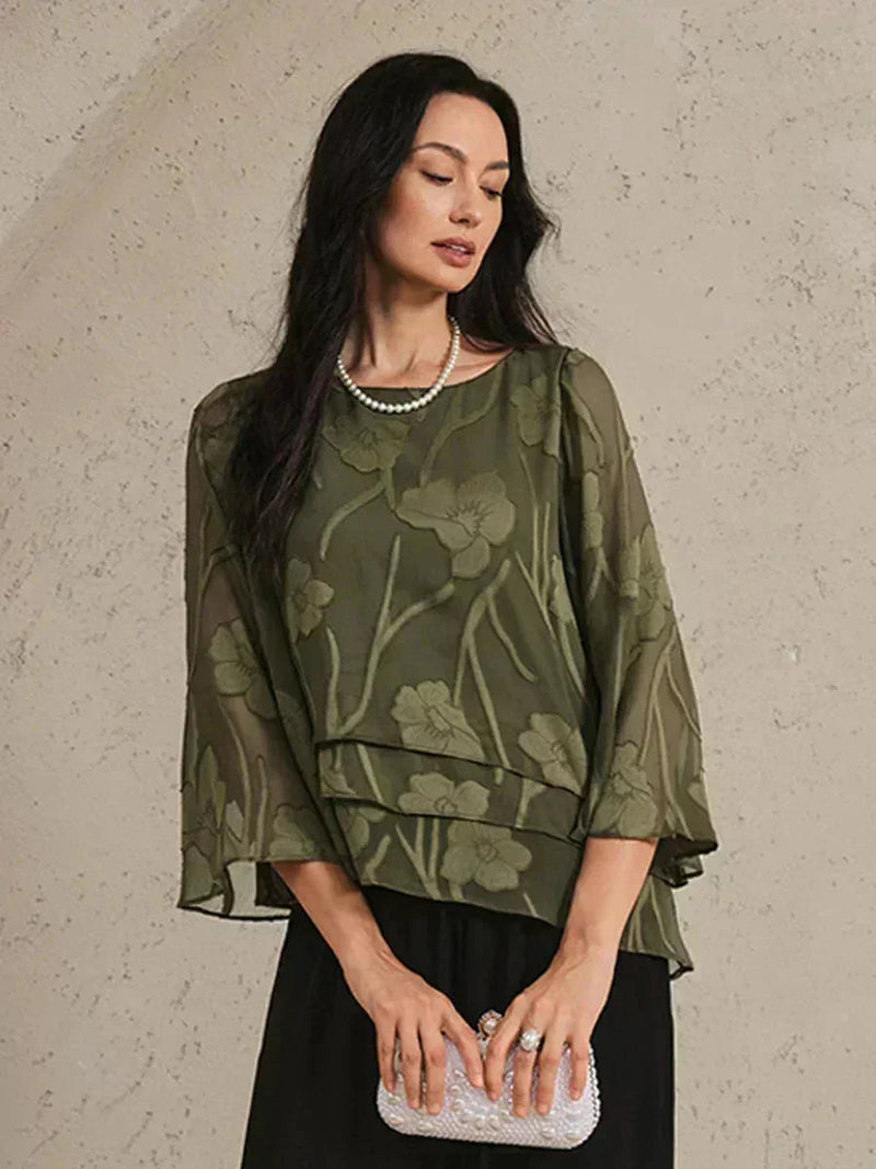Blouse en Mousseline Florale à Superposition