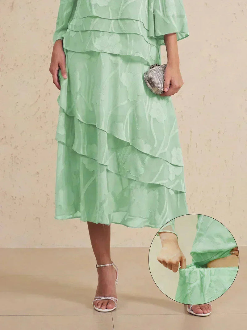 Jupe Midi en Chiffon Floral